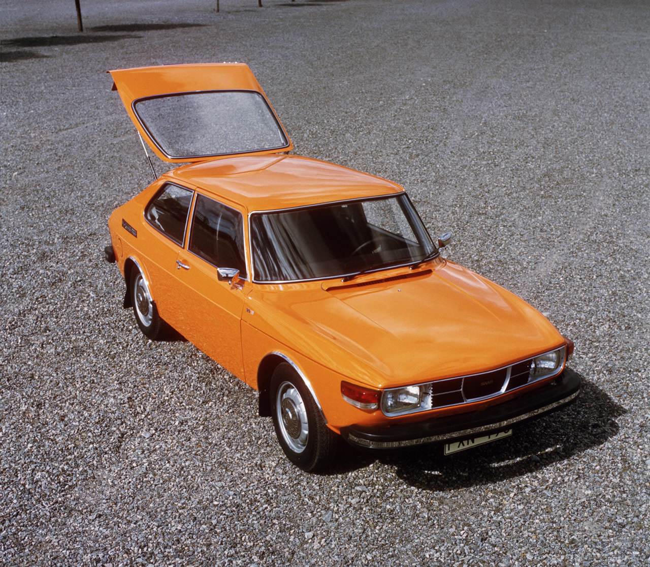Mooie oplossing in jaren zeventig kleur: De 99 Coupé Combi. Afbeelding: SAAB