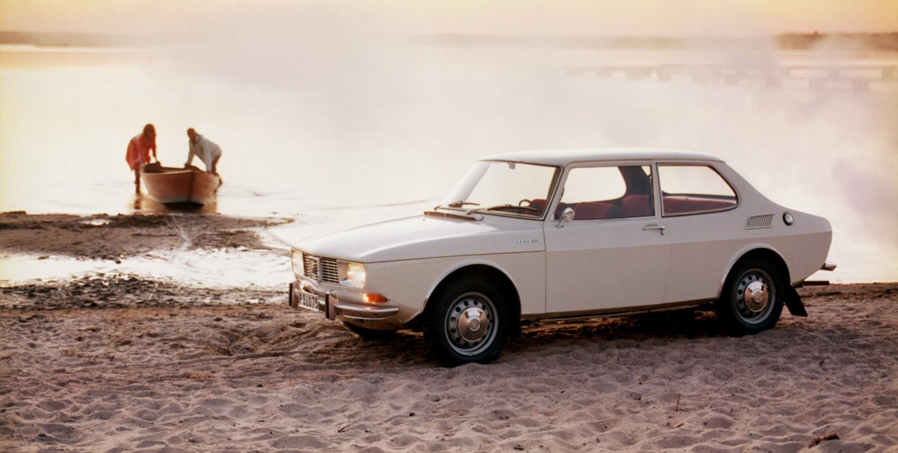 Prachtcompositie met de SAAB 99 als stralend middelpunt. Foto: SAAB